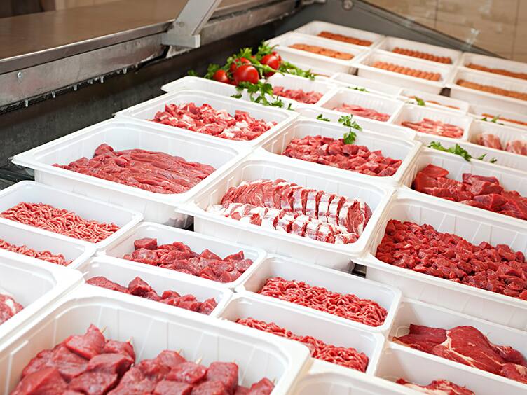 Meat display section at a supermarket