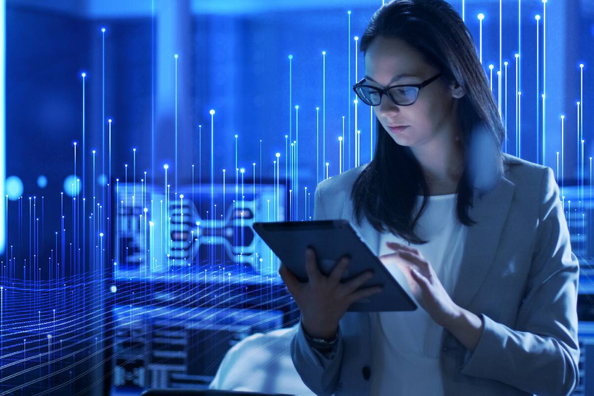 Woman on her tablet device