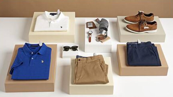 Men's clothing on display in the mall